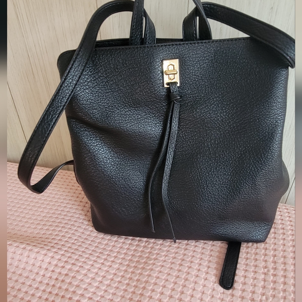 Black Vegan Leather Backpack
